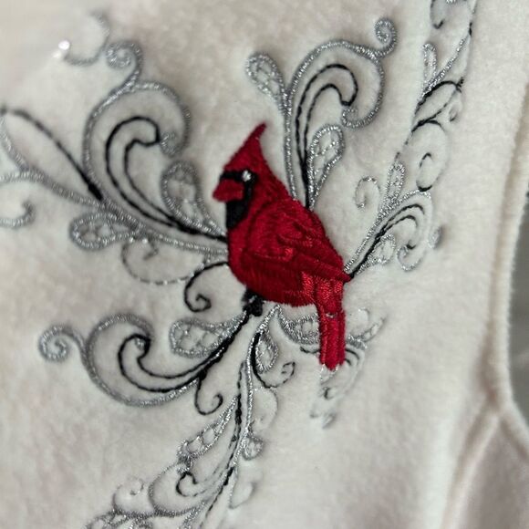 NORTHERN REFLECTIONS Women's Embroidered Cardinal Fleece Full Zip Vest M - Picture 13 of 16